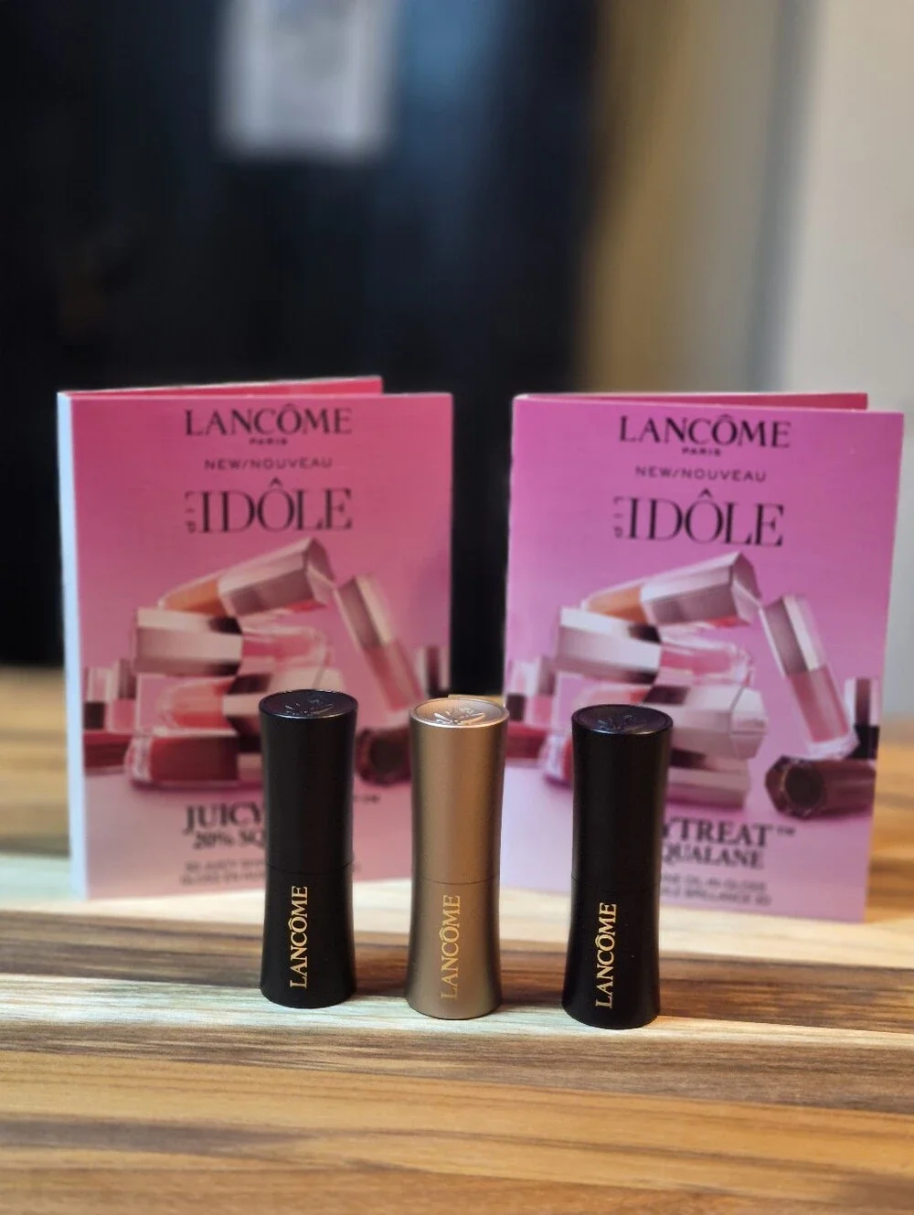 3-Piece Lancome Idôle L'Absolu Rouge Travel Size Lipsticks w/Bonus Cards, New